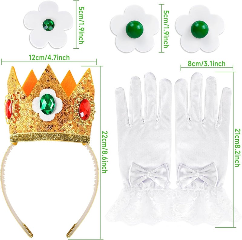 Goenb Princess Costume Accessories, 4 PCS Set of Princess Crown/Earrings/Gloves/Brooch Dress up for Women Girls - Image 2
